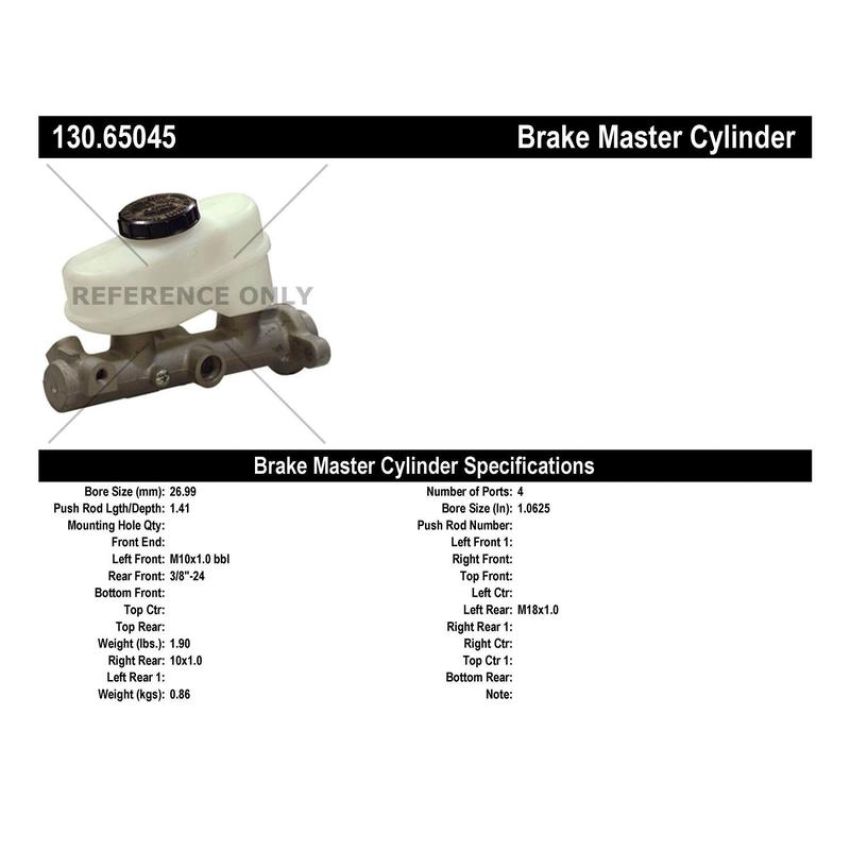 CENTRIC PARTS 130.65045 Centric Premium Brake Master Cylinder