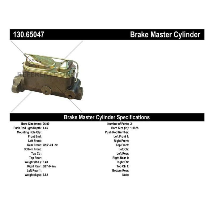 CENTRIC PARTS 130.65047 Centric Premium Brake Master Cylinder