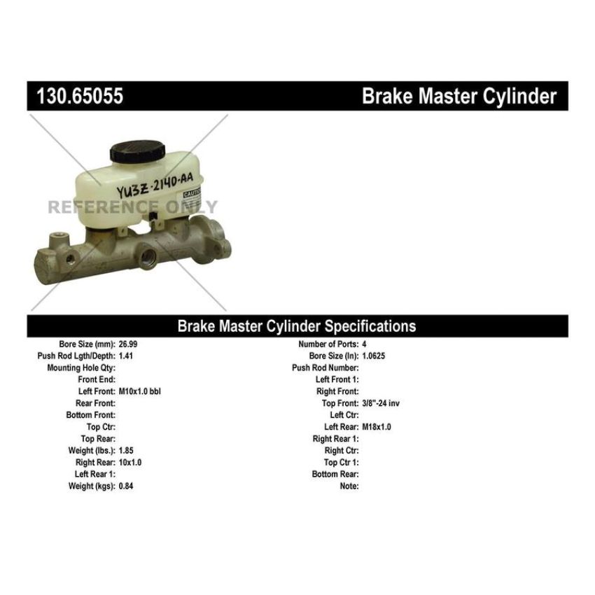 CENTRIC PARTS 130.65055 Centric Premium Brake Master Cylinder