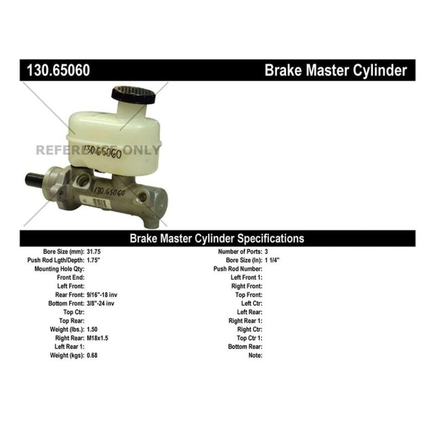 CENTRIC PARTS 130.65060 Centric Premium Brake Master Cylinder