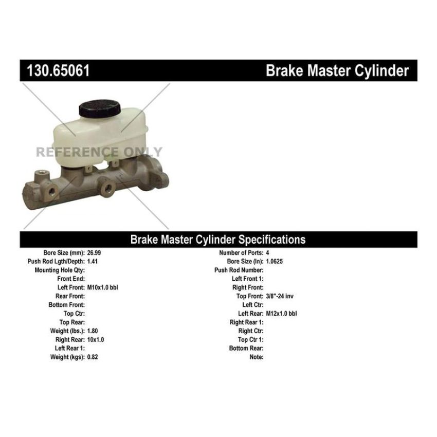 CENTRIC PARTS 130.65061 Centric Premium Brake Master Cylinder