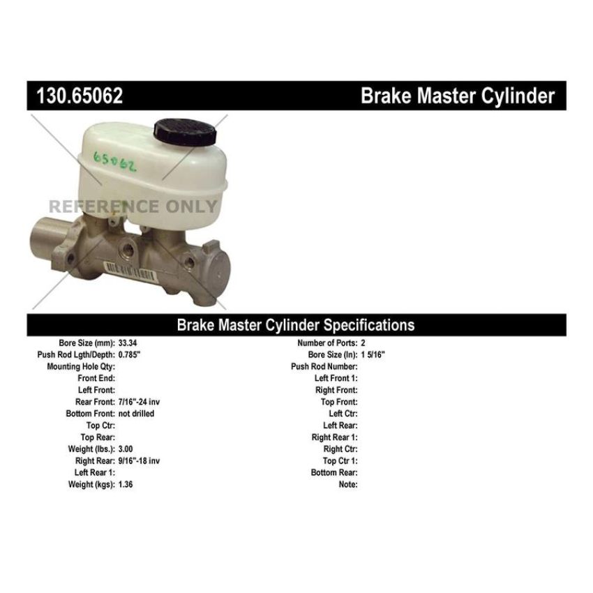 CENTRIC PARTS 130.65062 Centric Premium Brake Master Cylinder