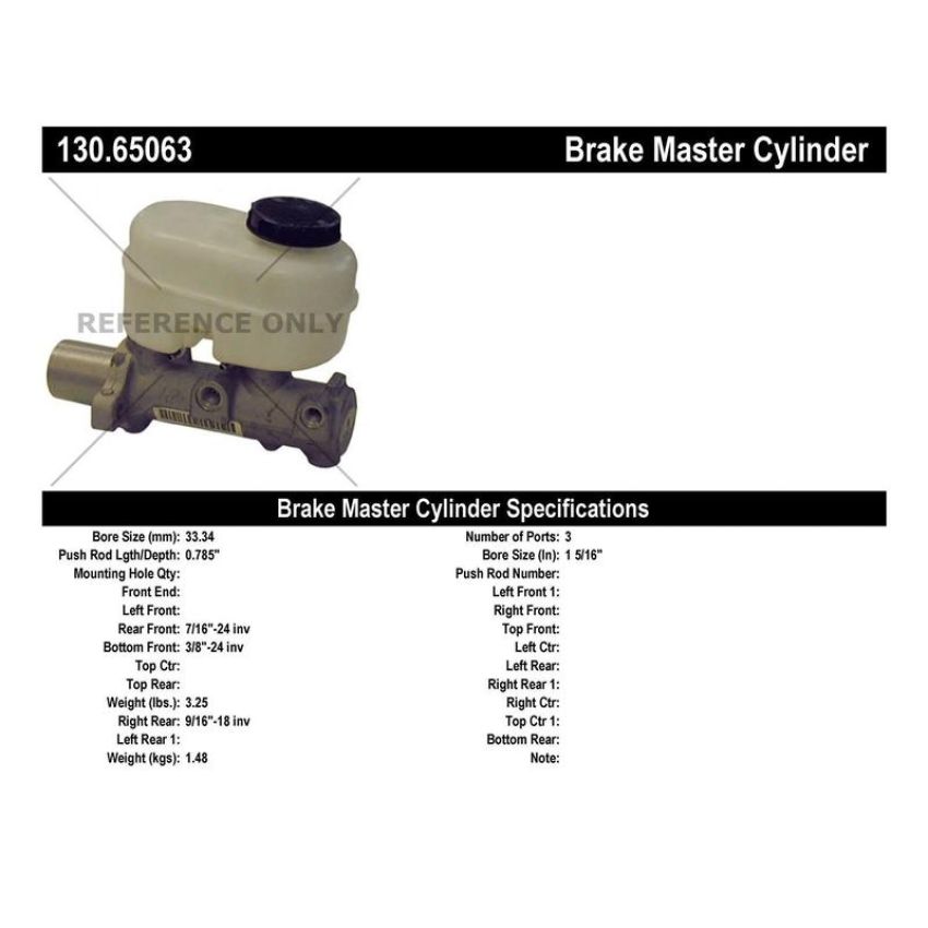 CENTRIC PARTS 130.65063 Centric Premium Brake Master Cylinder