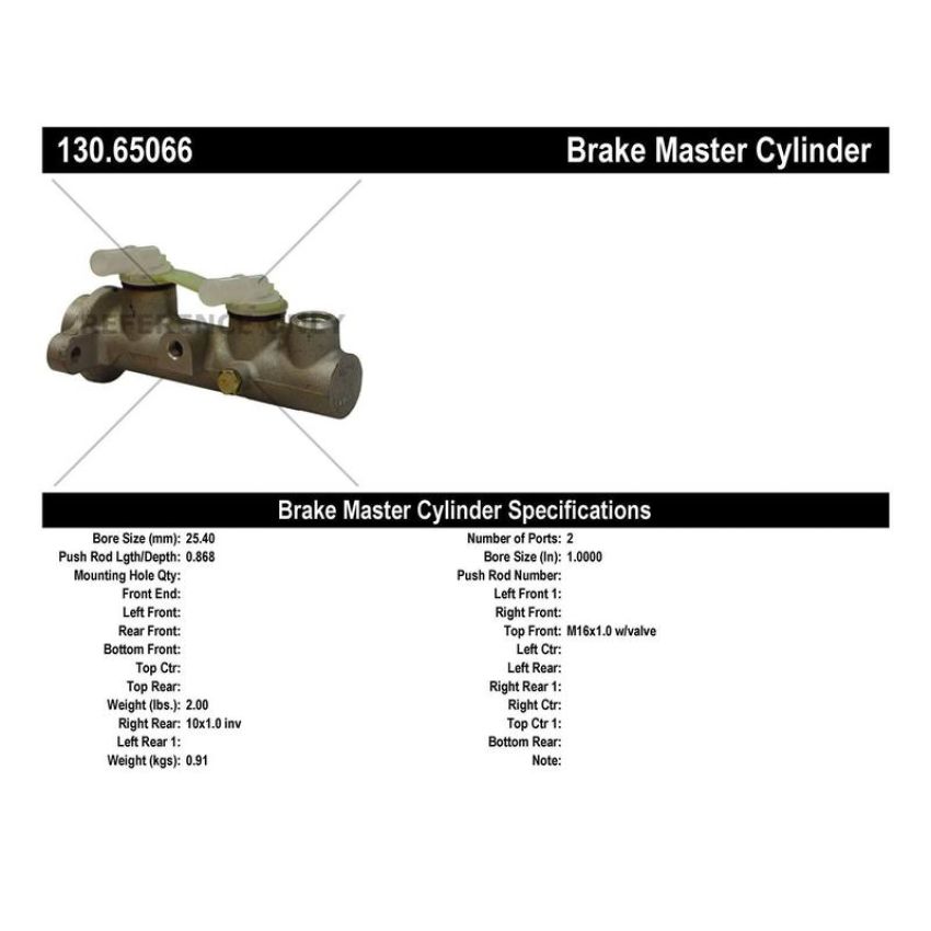CENTRIC PARTS 130.65066 Centric Premium Brake Master Cylinder