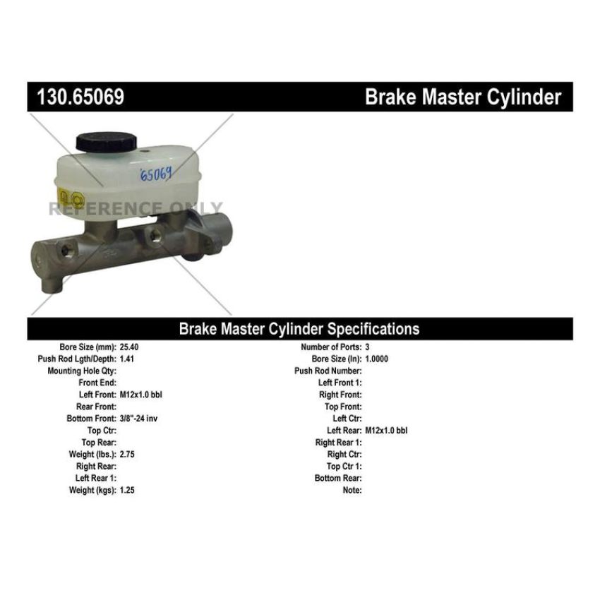 CENTRIC PARTS 130.65069 Centric Premium Brake Master Cylinder