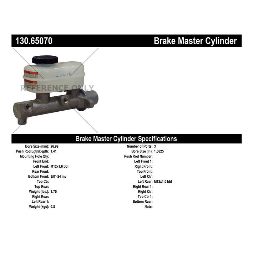 CENTRIC PARTS 130.65070 Centric Premium Brake Master Cylinder