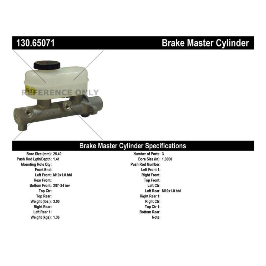 CENTRIC PARTS 130.65071 Centric Premium Brake Master Cylinder