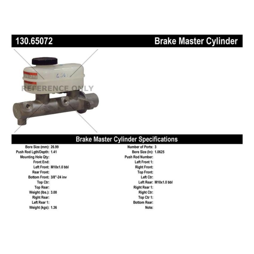 CENTRIC PARTS 130.65072 Centric Premium Brake Master Cylinder