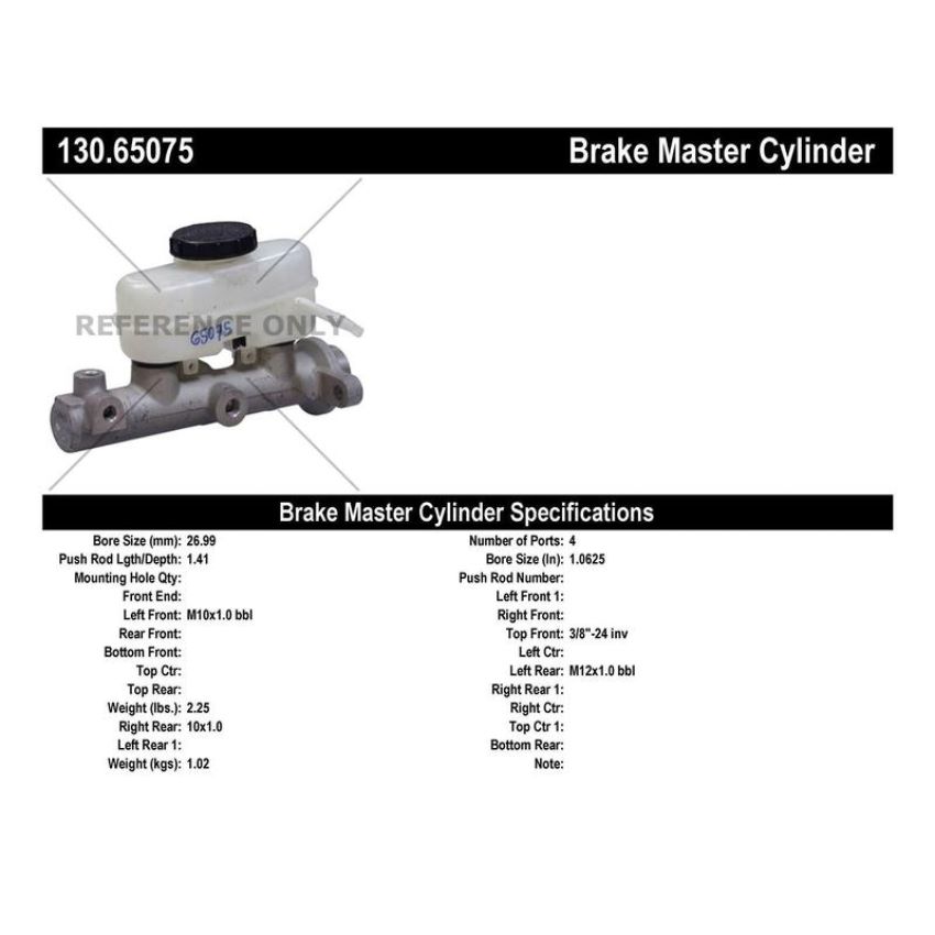 CENTRIC PARTS 130.65075 Centric Premium Brake Master Cylinder