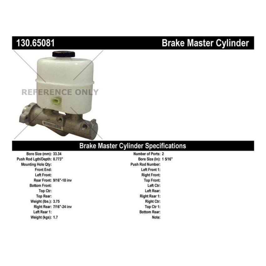 CENTRIC PARTS 130.65081 Centric Premium Brake Master Cylinder