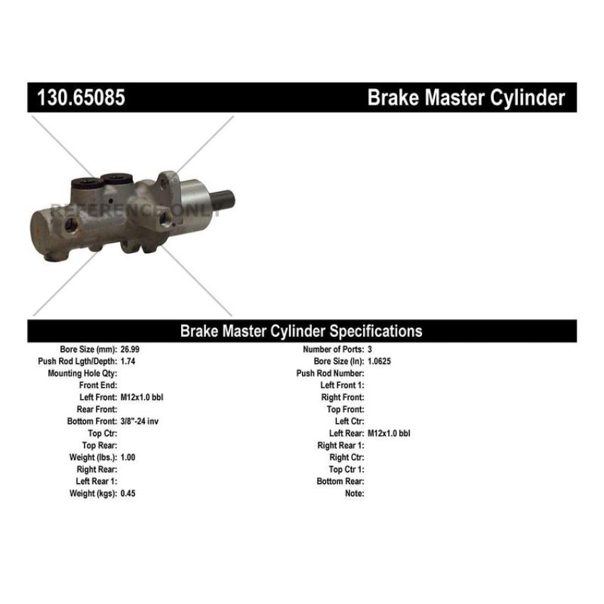 CENTRIC PARTS 130.65085 Centric Premium Brake Master Cylinder