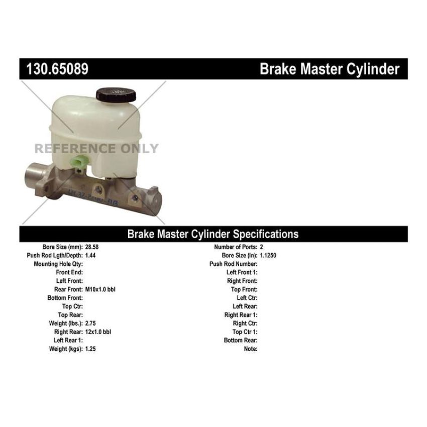CENTRIC PARTS 130.65089 Centric Premium Brake Master Cylinder