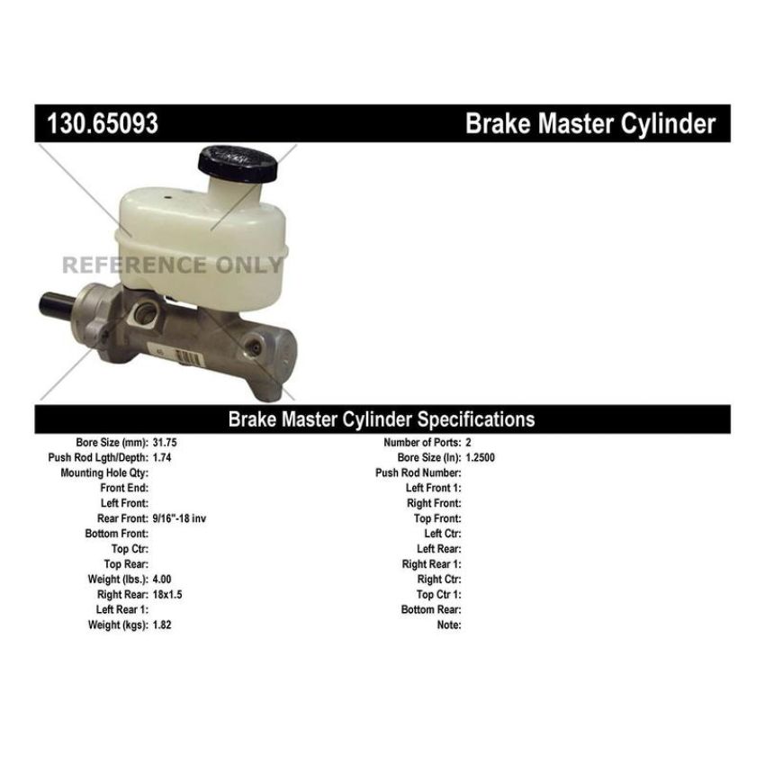 CENTRIC PARTS 130.65093 Centric Premium Brake Master Cylinder