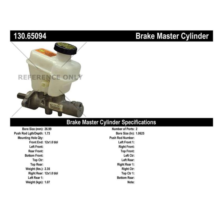CENTRIC PARTS 130.65094 Centric Premium Brake Master Cylinder