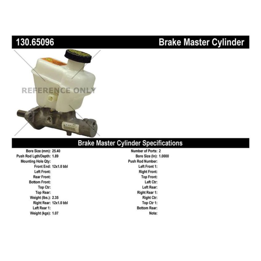 CENTRIC PARTS 130.65096 Centric Premium Brake Master Cylinder
