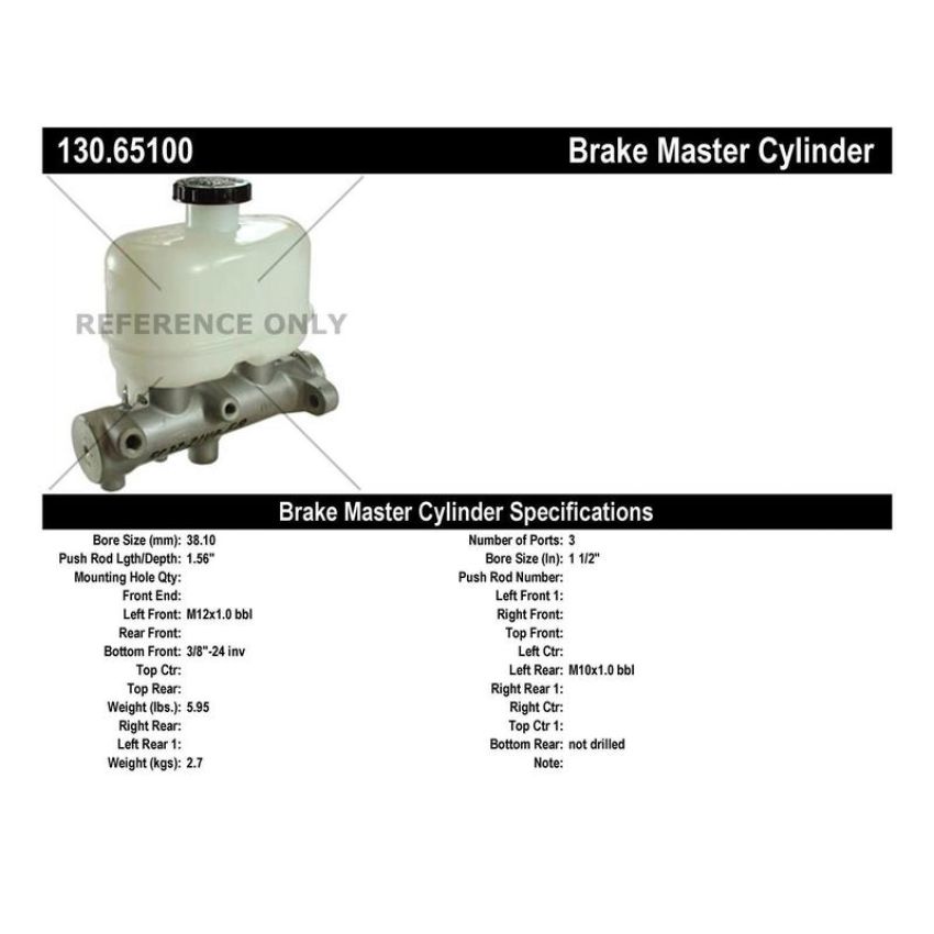 CENTRIC PARTS 130.65100 Centric Premium Brake Master Cylinder