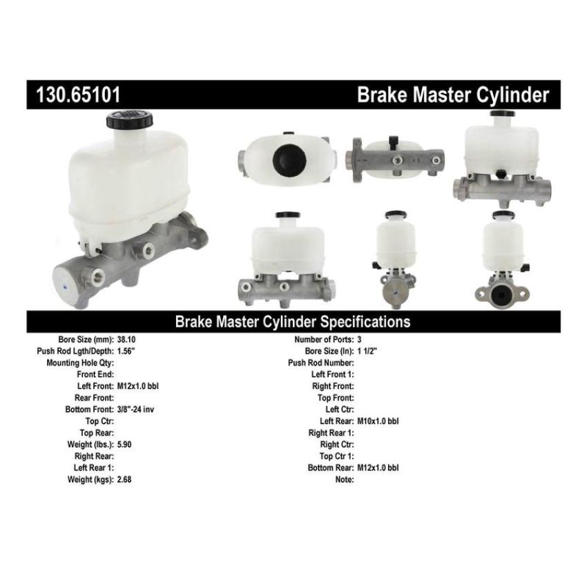CENTRIC PARTS 130.65101 Centric Premium Brake Master Cylinder