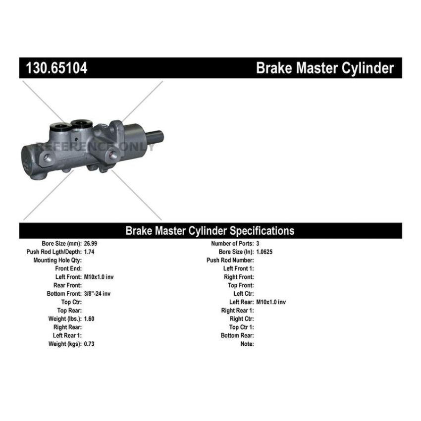 CENTRIC PARTS 130.65104 Centric Premium Brake Master Cylinder