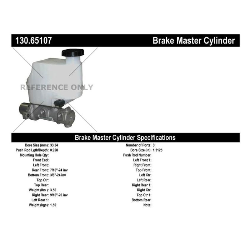 CENTRIC PARTS 130.65107 Centric Premium Brake Master Cylinder
