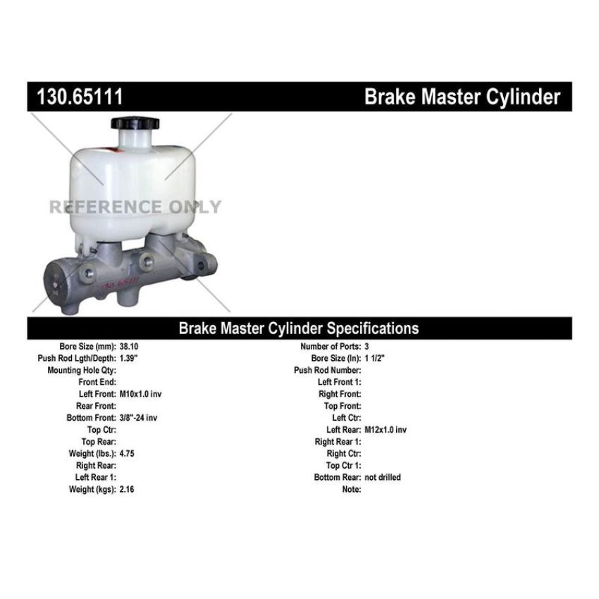 CENTRIC PARTS 130.65111 Centric Premium Brake Master Cylinder