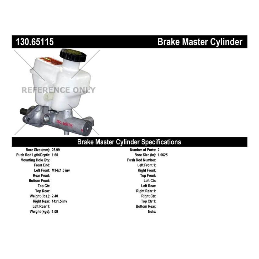 CENTRIC PARTS 130.65115 Centric Premium Brake Master Cylinder