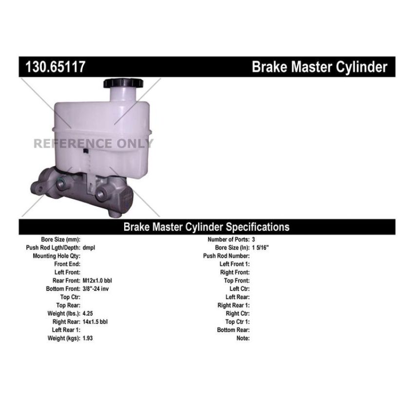 CENTRIC PARTS 130.65117 Centric Premium Brake Master Cylinder