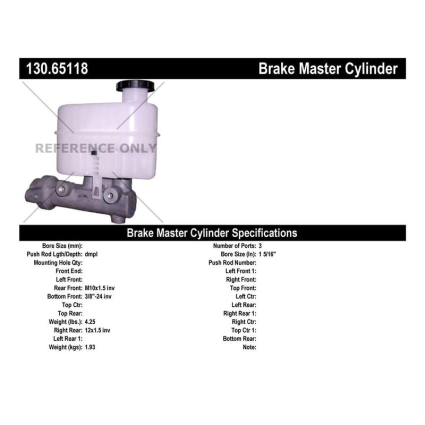 CENTRIC PARTS 130.65118 Centric Premium Brake Master Cylinder