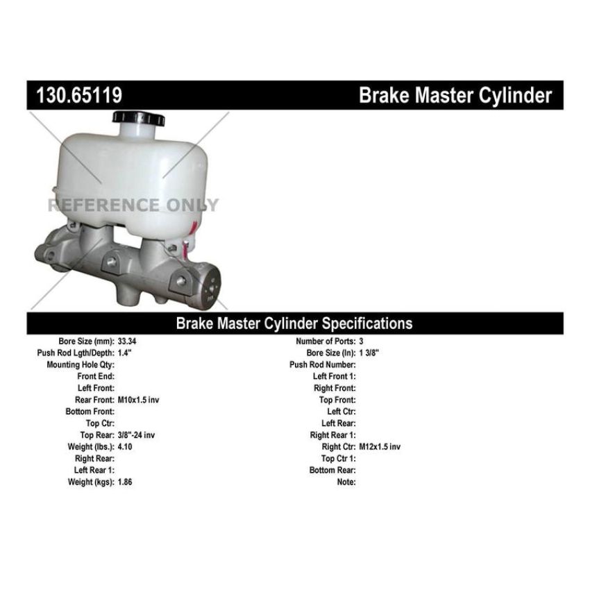 CENTRIC PARTS 130.65119 Centric Premium Brake Master Cylinder