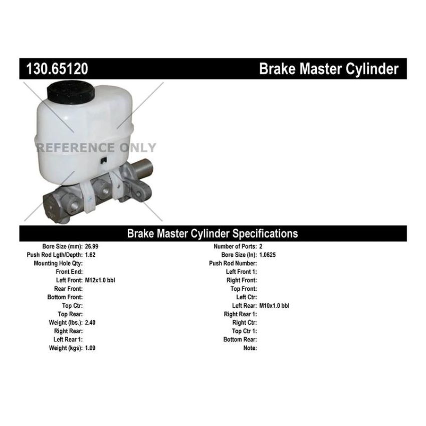 CENTRIC PARTS 130.65120 Centric Premium Brake Master Cylinder