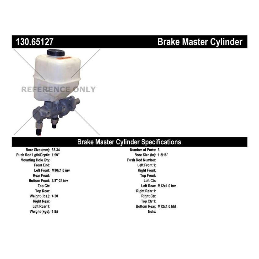 CENTRIC PARTS 130.65127 Centric Premium Brake Master Cylinder