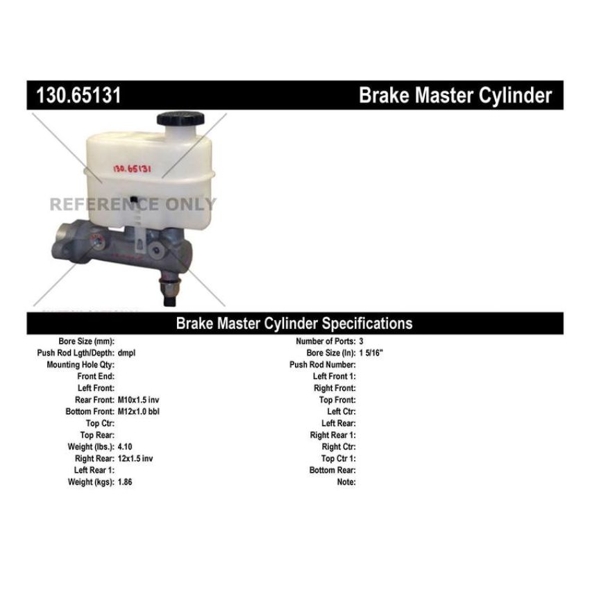 CENTRIC PARTS 130.65131 Centric Premium Brake Master Cylinder