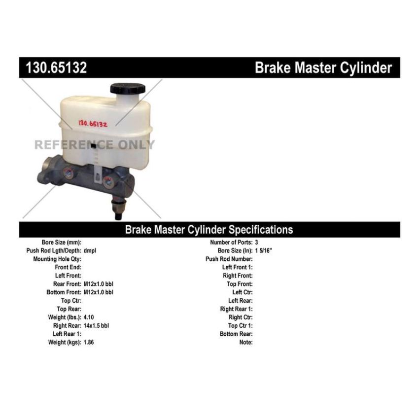 CENTRIC PARTS 130.65132 Centric Premium Brake Master Cylinder