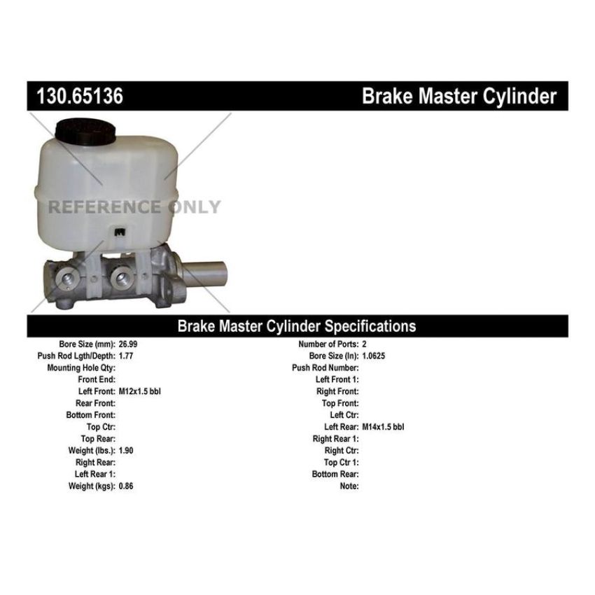 CENTRIC PARTS 130.65136 Centric Premium Brake Master Cylinder
