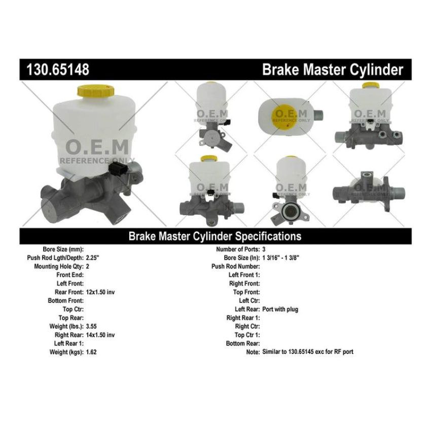 CENTRIC PARTS 130.65148 Centric Premium Brake Master Cylinder