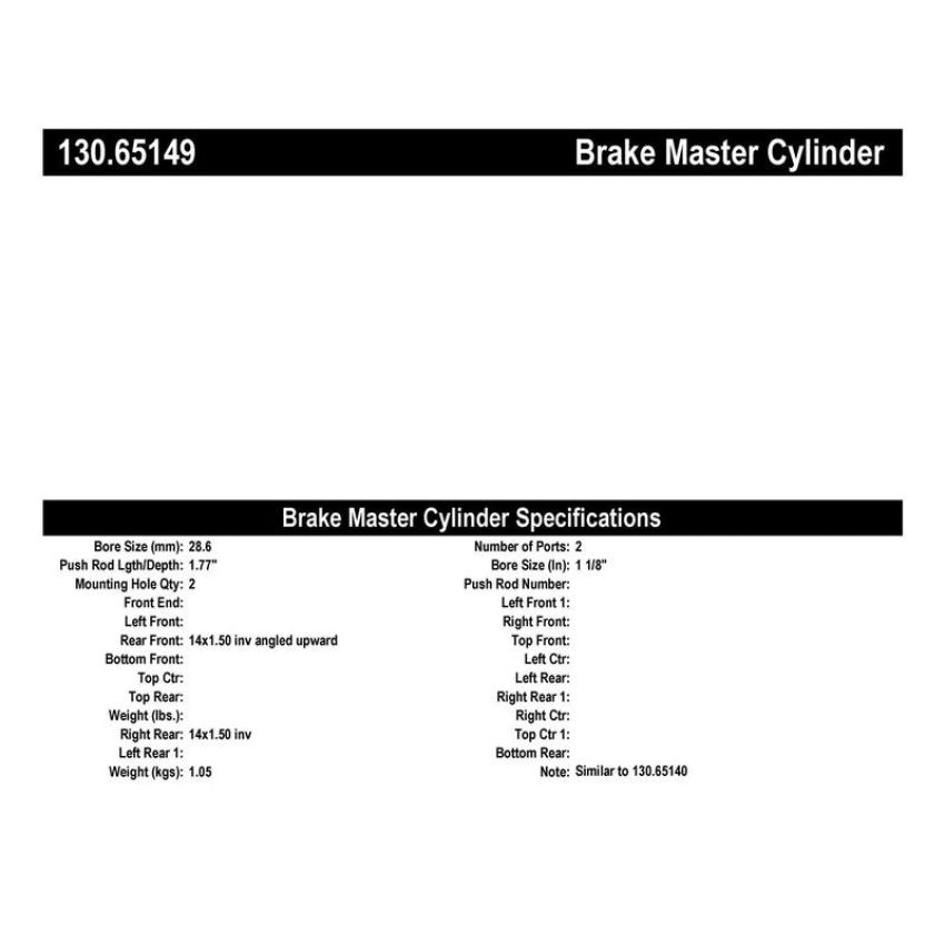 CENTRIC PARTS 130.65149 Centric Premium Brake Master Cylinder
