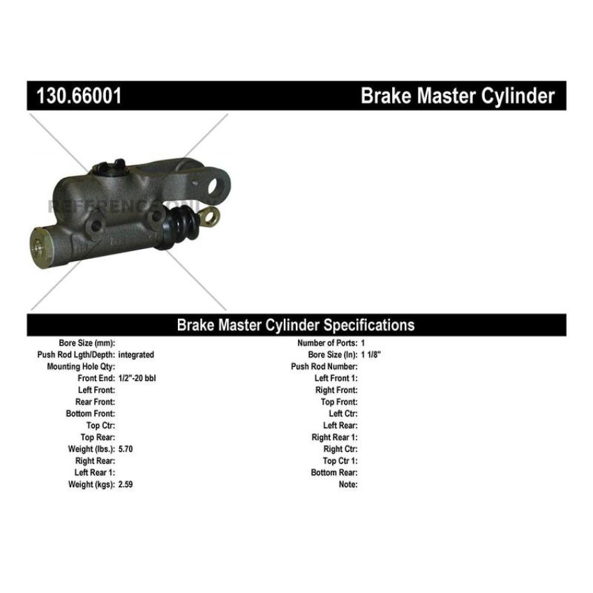 CENTRIC PARTS 130.66001 Centric Premium Brake Master Cylinder