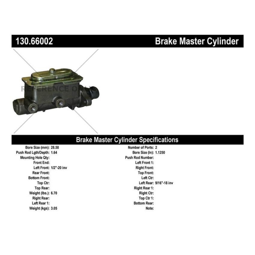 CENTRIC PARTS 130.66002 Centric Premium Brake Master Cylinder