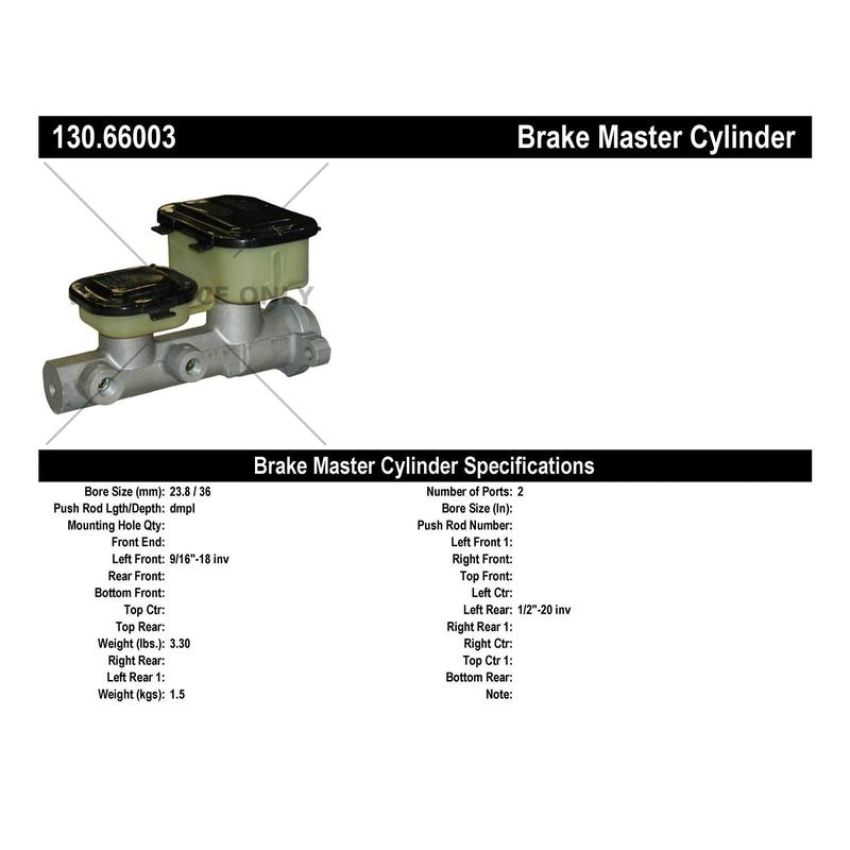CENTRIC PARTS 130.66003 Centric Premium Brake Master Cylinder