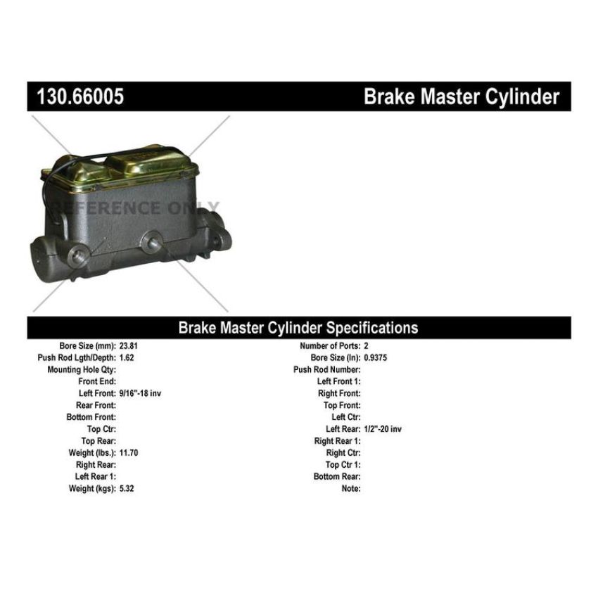 CENTRIC PARTS 130.66005 Centric Premium Brake Master Cylinder