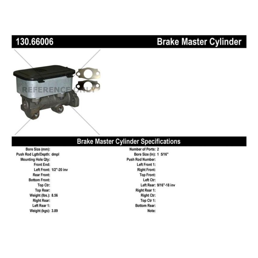 CENTRIC PARTS 130.66006 Centric Premium Brake Master Cylinder