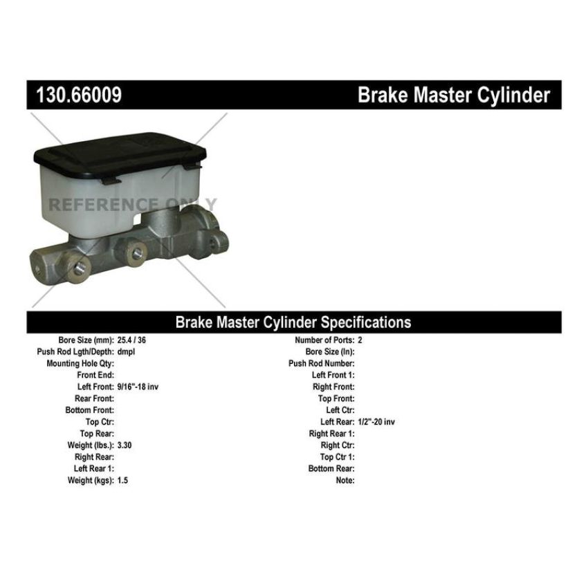 CENTRIC PARTS 130.66009 Centric Premium Brake Master Cylinder