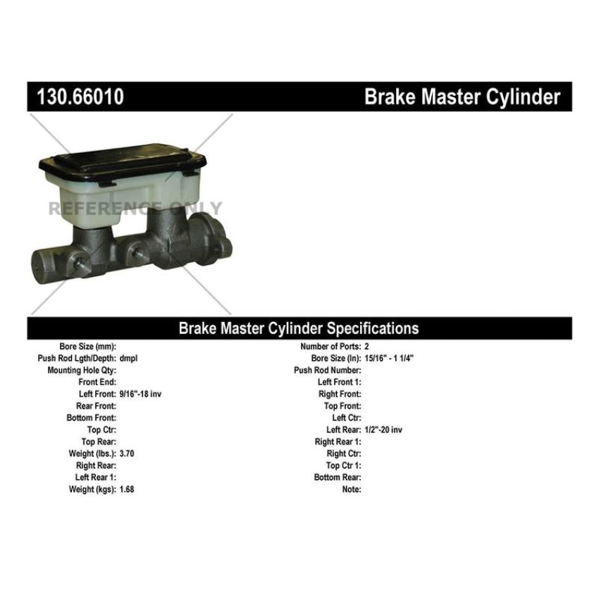 CENTRIC PARTS 130.66010 Centric Premium Brake Master Cylinder