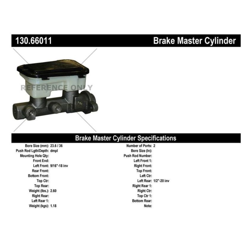 CENTRIC PARTS 130.66011 Centric Premium Brake Master Cylinder