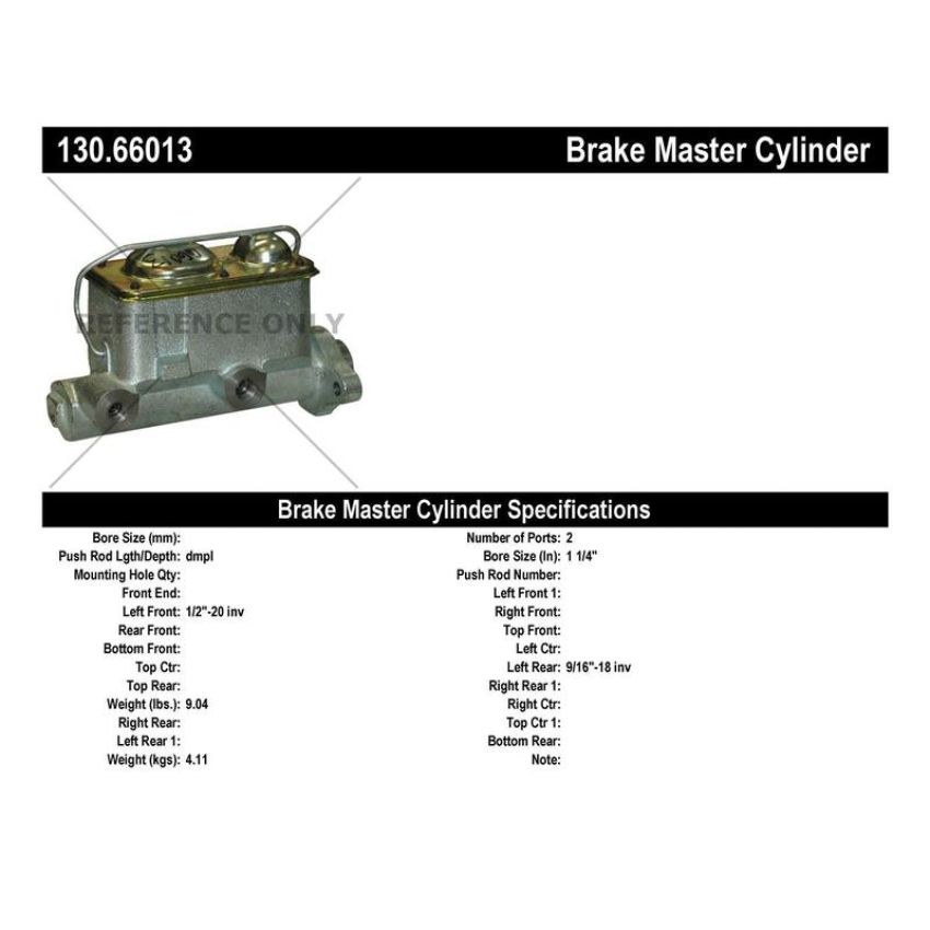 CENTRIC PARTS 130.66013 Centric Premium Brake Master Cylinder