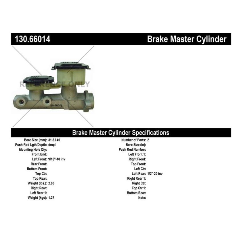 CENTRIC PARTS 130.66014 Centric Premium Brake Master Cylinder