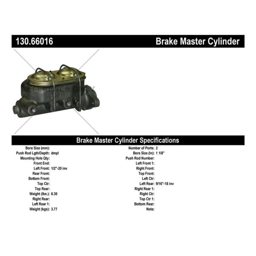CENTRIC PARTS 130.66016 Centric Premium Brake Master Cylinder