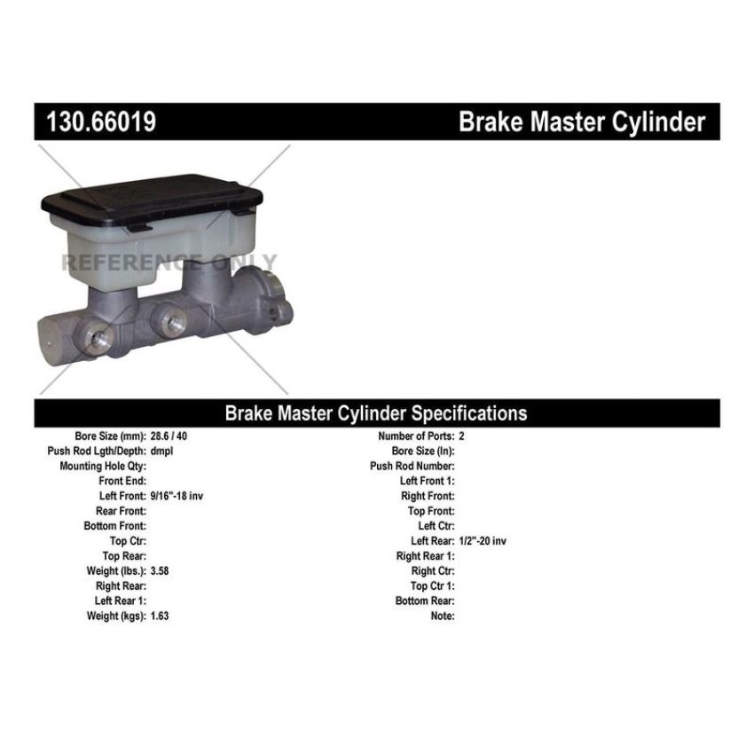 CENTRIC PARTS 130.66019 Centric Premium Brake Master Cylinder