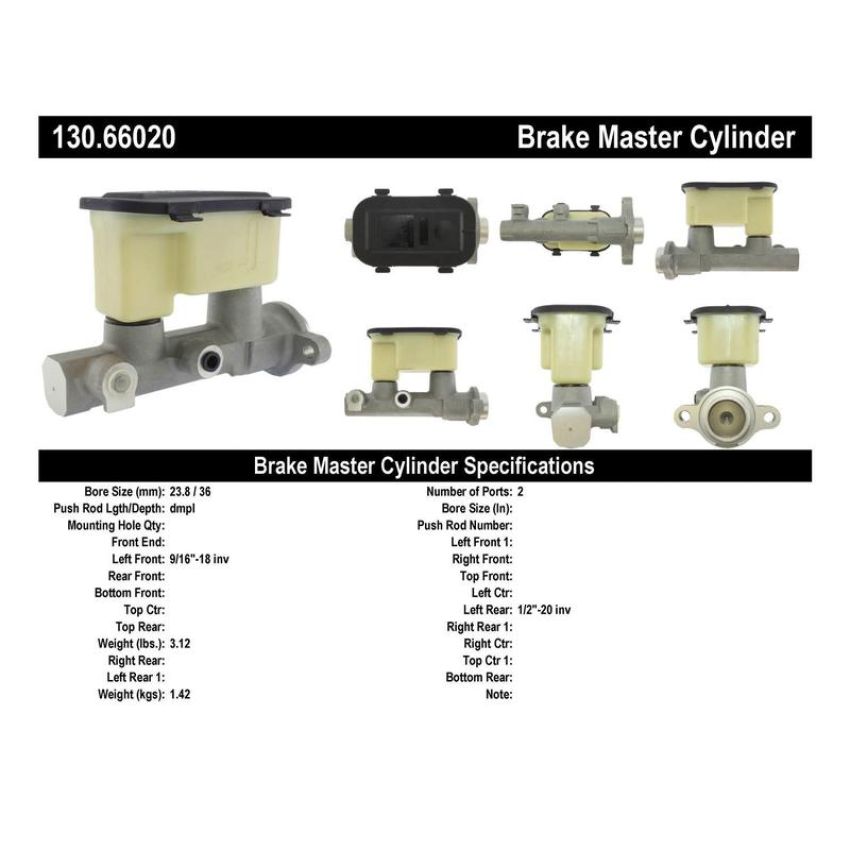CENTRIC PARTS 130.66020 Centric Premium Brake Master Cylinder