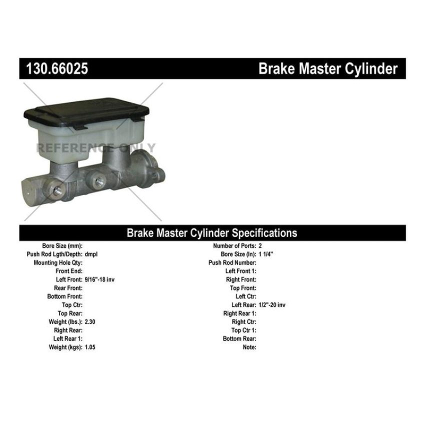 CENTRIC PARTS 130.66025 Centric Premium Brake Master Cylinder