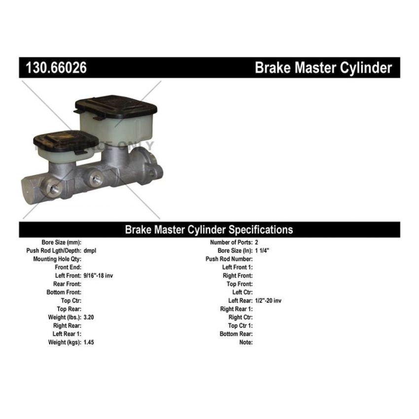 CENTRIC PARTS 130.66026 Centric Premium Brake Master Cylinder